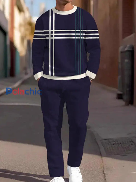 Ensemble de pantalons décontractés à la mode minimaliste vintage pour hommes deux pièces Multicolore / S