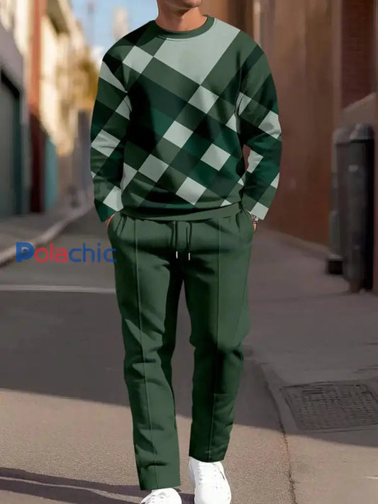 Ensemble de pantalons décontractés à la mode minimaliste vintage pour hommes deux pièces Multicolore / S