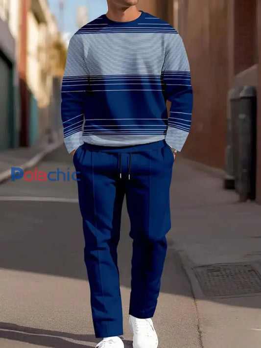 Ensemble de pantalons décontractés à la mode minimaliste vintage pour hommes deux pièces Multicolore / S