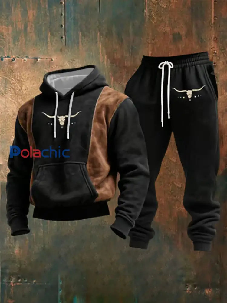 Ensemble de sweat à capuche rétro décontracté pour hommes Noir / S