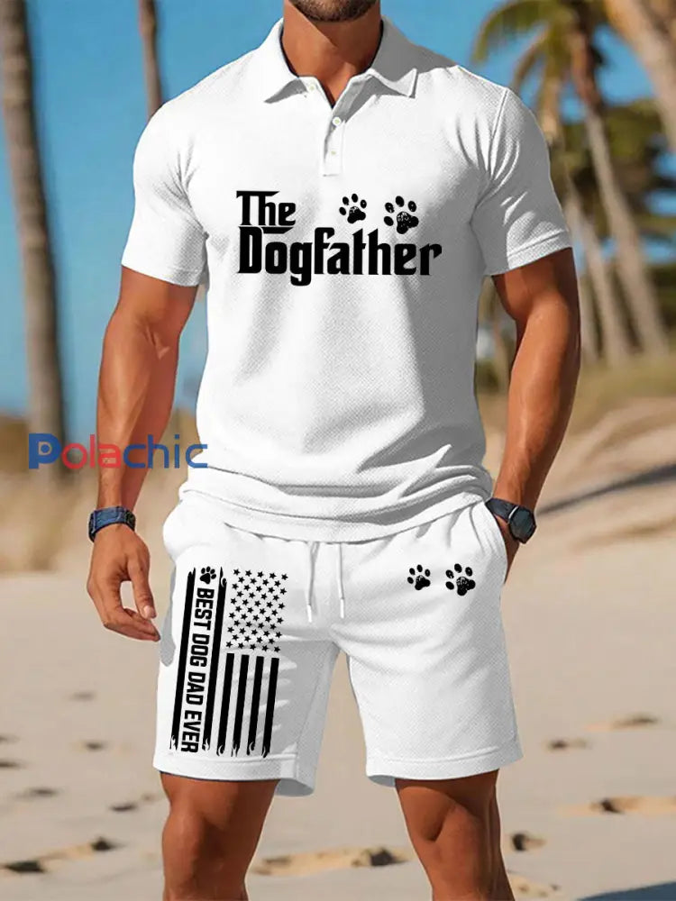 Ensemble deux pièces Dog Love Shorts pour hommes Blanc / S