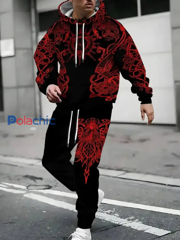 Ensemble Sweat-shirt à capuche à imprimé rétro pour hommes C / 4XL