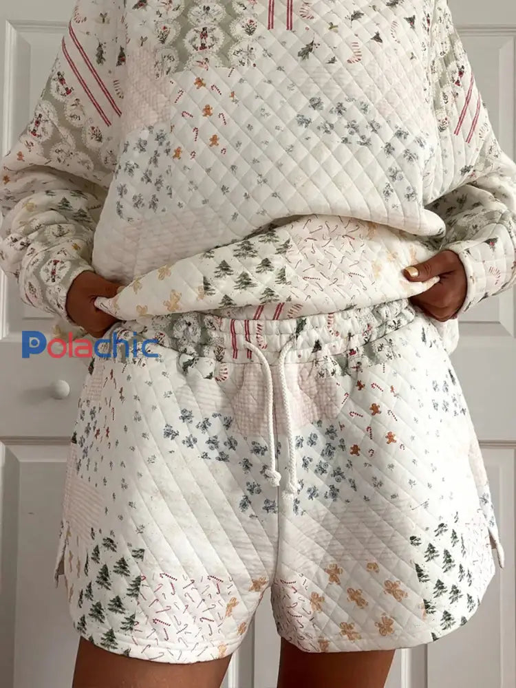 Ensembles sweatshirt et shorts de Noël pour femmes