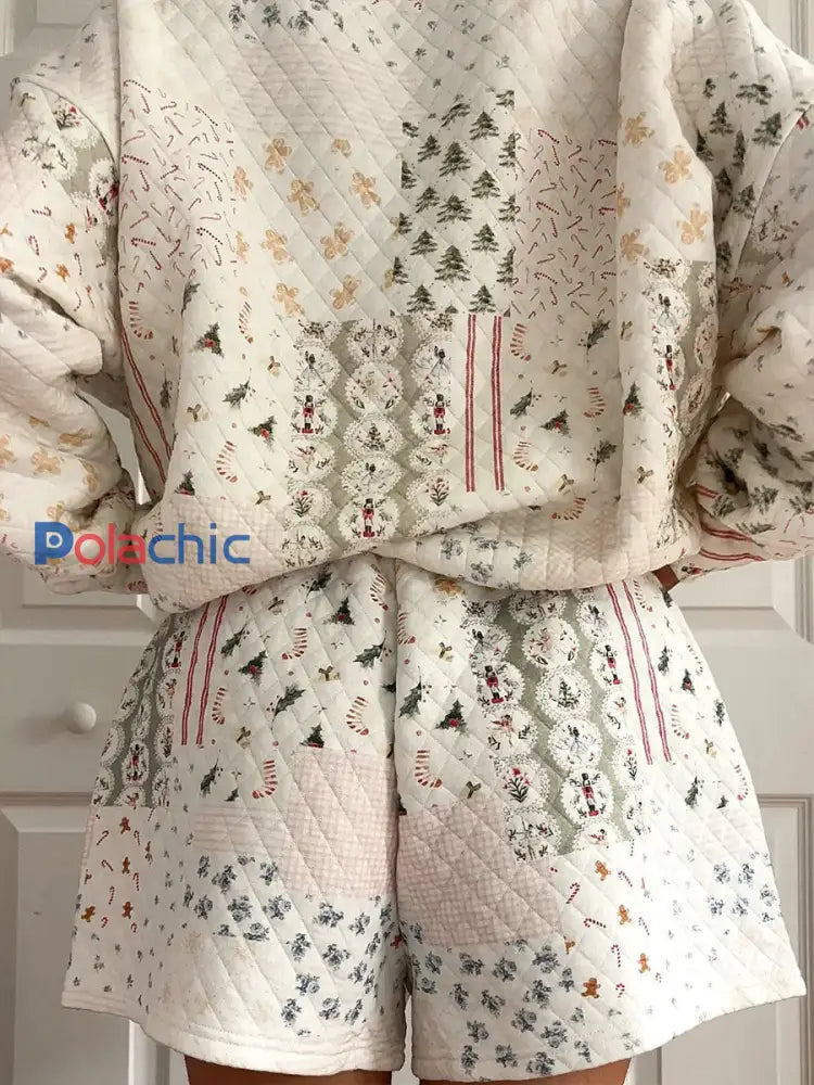 Ensembles sweatshirt et shorts de Noël pour femmes
