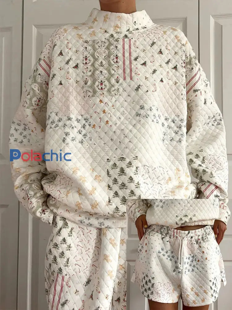 Ensembles sweatshirt et shorts de Noël pour femmes comme image / S