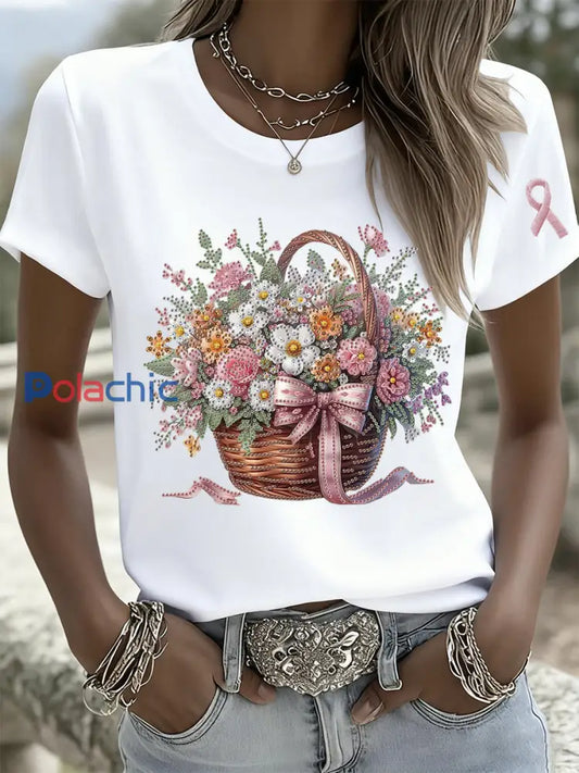 Femme Vintage Animal Floral Art Décontracté Manches Courtes A / S