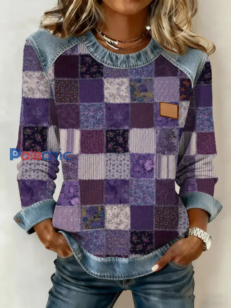 Femmes Alzheimer’s Awareness Violet Floral Patchwork Capuche Violet / S