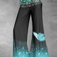 Femmes Casual Butterfly Sequin Bootcut Drawstring Pantalon Large B / S