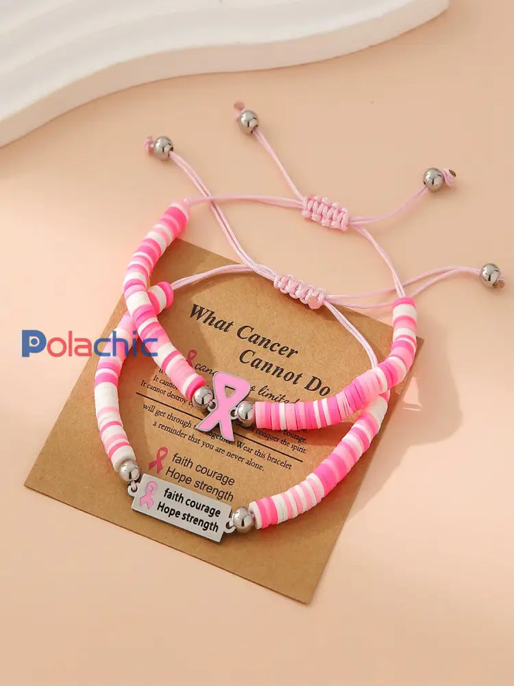 Femmes Courage Force Ruban Rose Bracelet de sensibilisation au cancer du sein