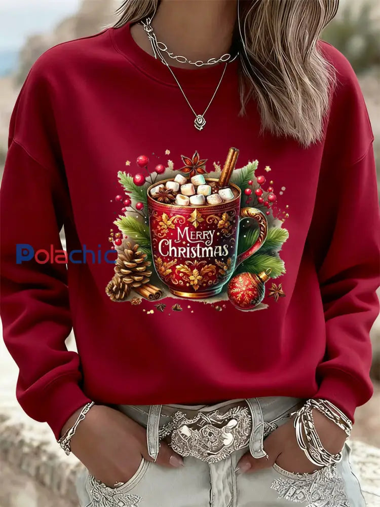 Femmes de Noël Vintage Animal Floral Art Casual Sweatshirt Top A / S