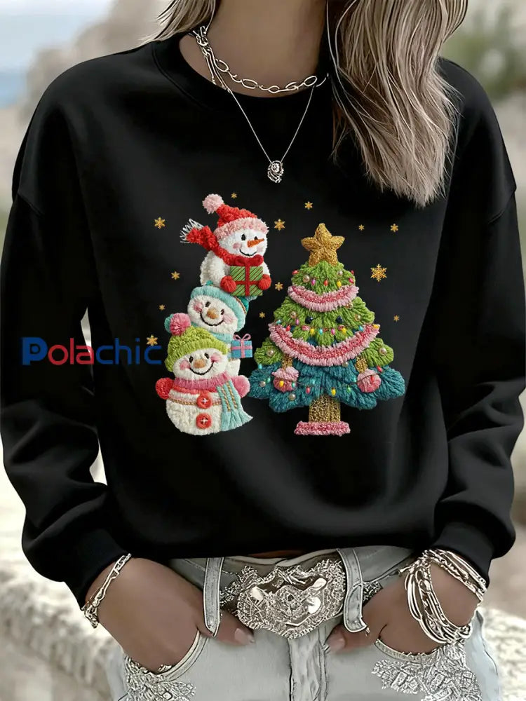 Femmes de Noël Vintage Animal Floral Art Casual Sweatshirt Top A / S