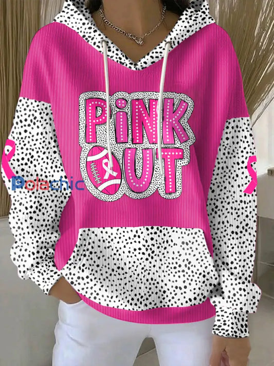 Femmes de sensibilisation au cancer du sein rose Football Imprimé Hoodie Rose Rouge / S