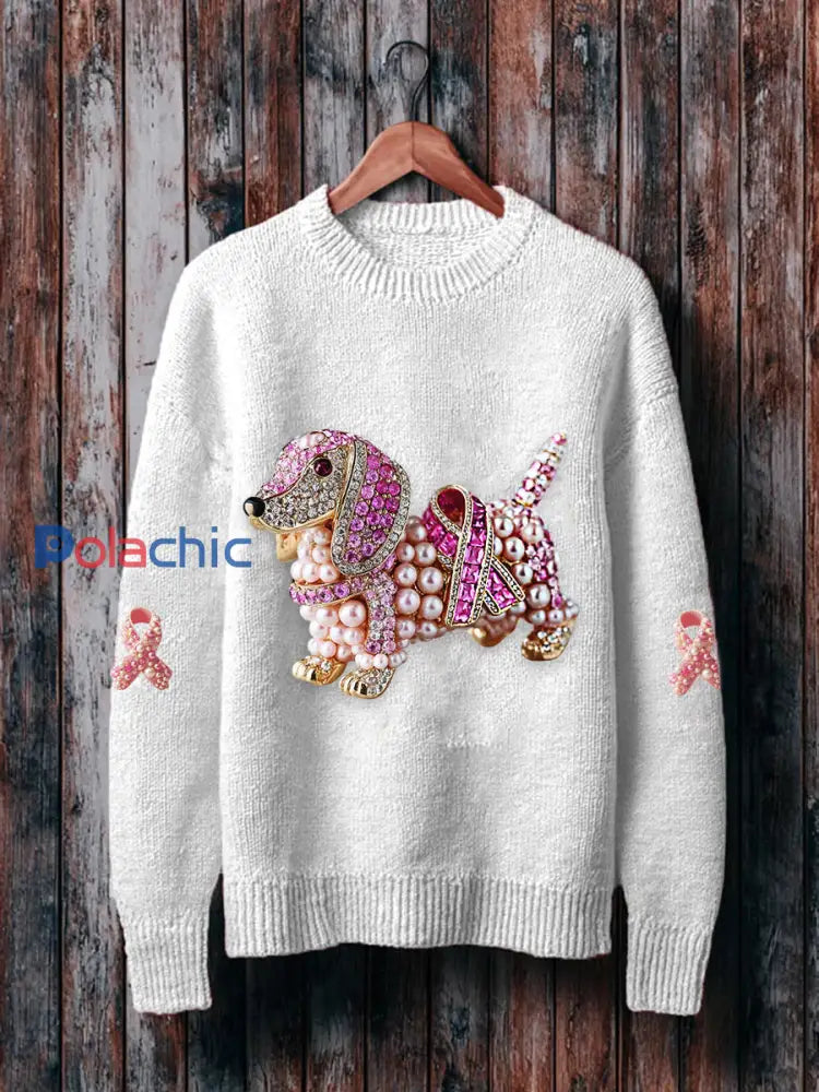 Femmes de sensibilisation au cancer du sein Teckel Sweatshirt Blanc / S