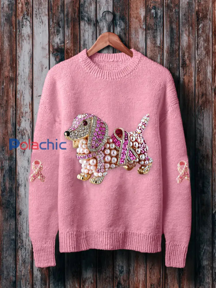 Femmes de sensibilisation au cancer du sein Teckel Sweatshirt Rose / S