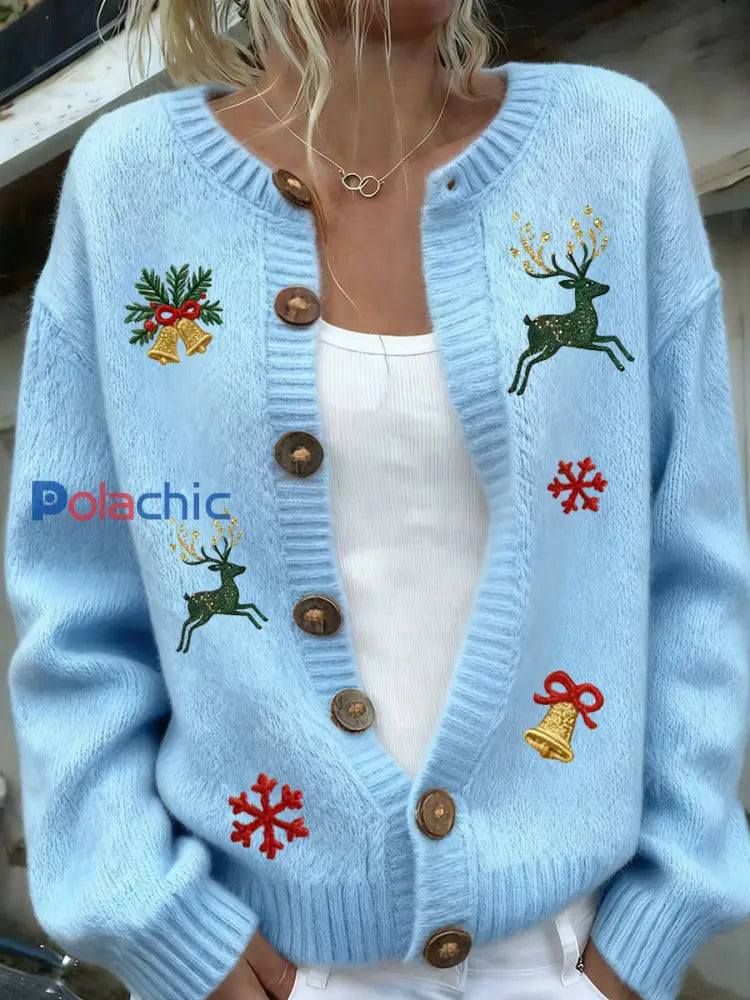 Femmes Noël Animal Art Casual Cardigan Top A / S