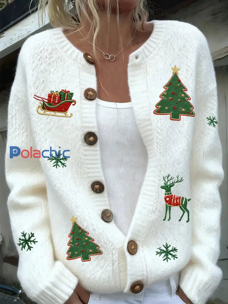 Femmes Noël Animal Art Casual Cardigan Top A / S