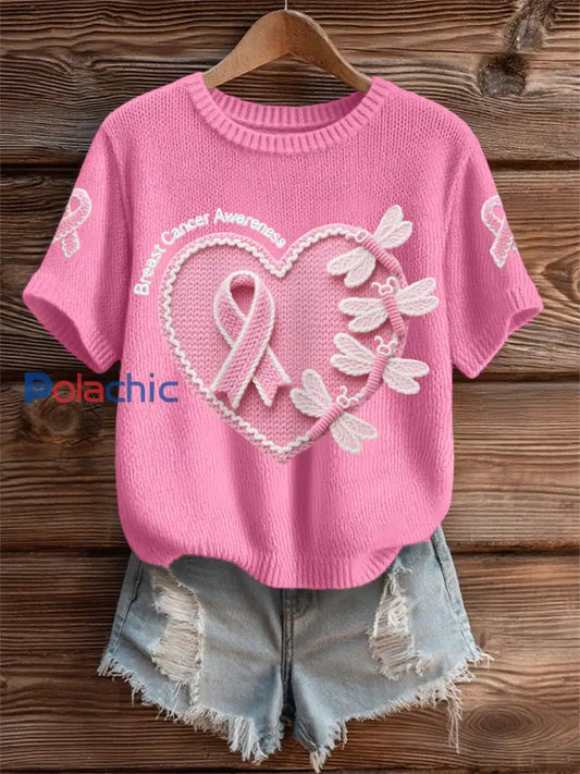 Femmes Rose Dradonflies Rose Ruban Sensibilisation Au Cancer Du Sein Soutien Tee rose foncé / S