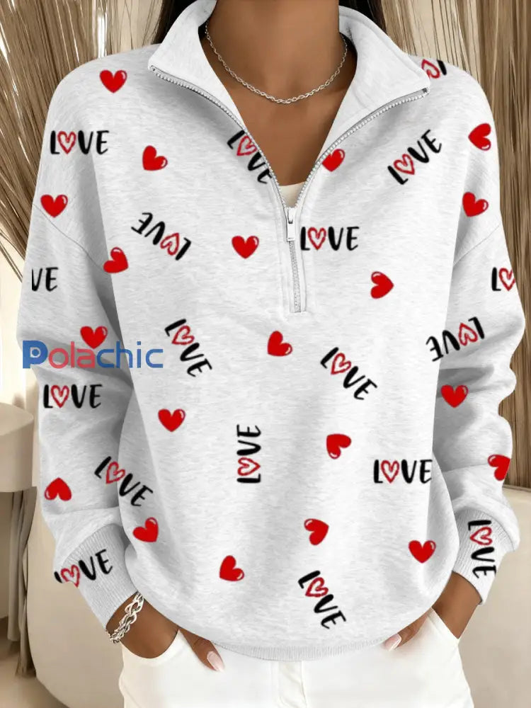 Femmes Vibrant Love & Red Heart All-Over Imprimer Sweat à capuche de la Saint-Valentin Multicolore / S