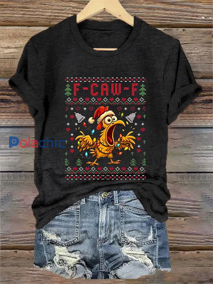 Funny Christmas F-Caw-F T-shirt décontracté pour femmes