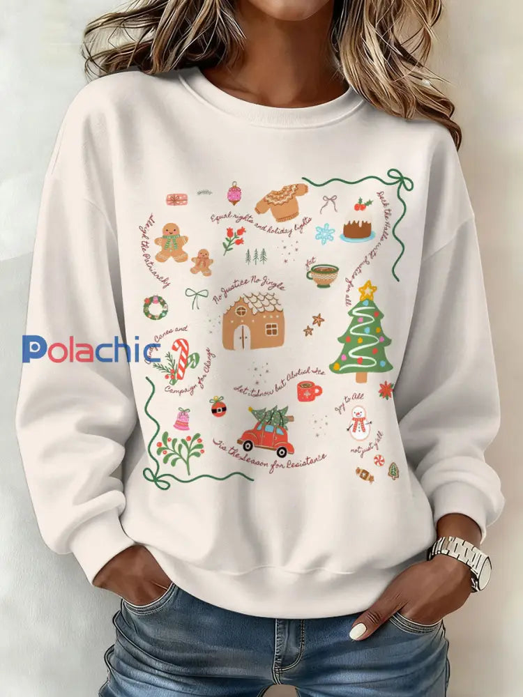 Funny FDT 8647 Sweatshirt imprimé de Noël pour femme Abricot / S