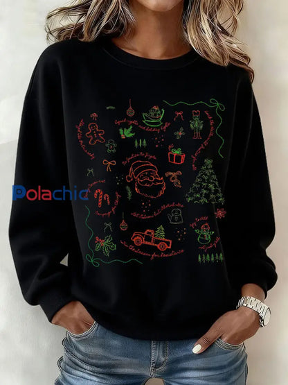 Funny FDT 8647 Sweatshirt imprimé de Noël pour femme Noir / S