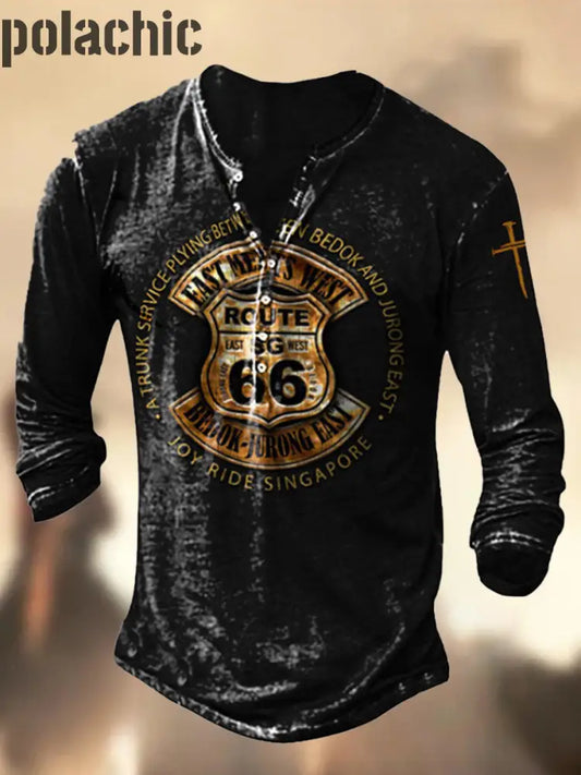 Haut À Col En V Manches Longues Pour Homme Vintage Logo Art Print A / S