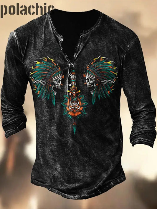 Haut À Col En V Manches Longues Pour Homme Vintage Logo Art Print A / S