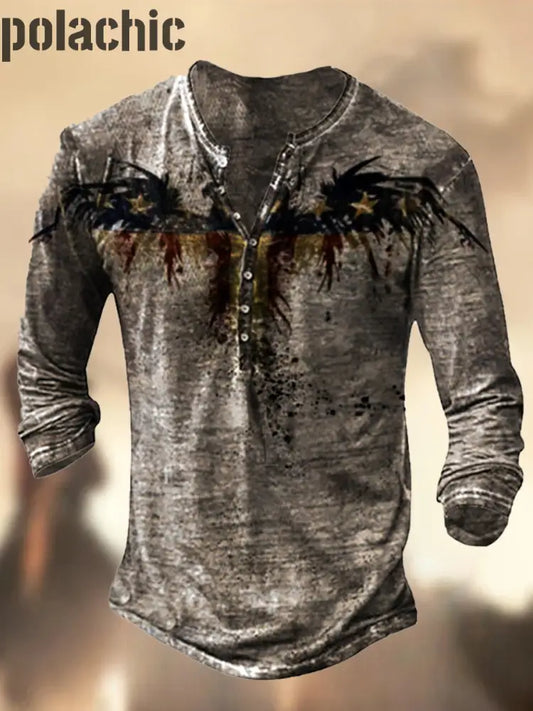 Haut À Col En V Manches Longues Pour Homme Vintage Logo Art Print A / S