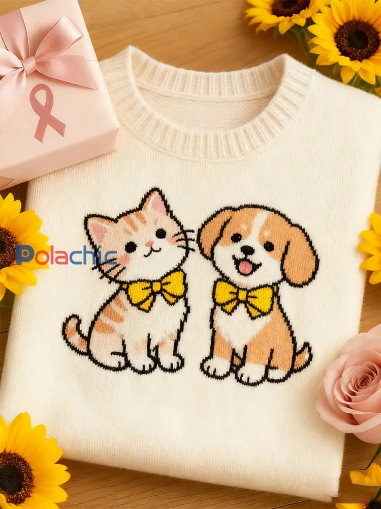 Haut à manches courtes en tricot artistique imprimé animal pour femmes A / S