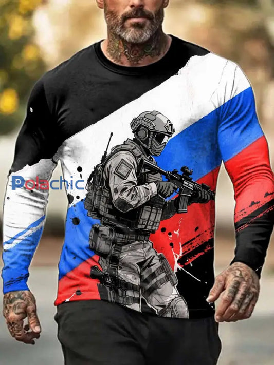 Haut À Manches Longues Imprimé Rétro Pour Homme comme image / S