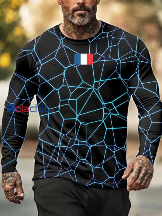 Haut À Manches Longues Imprimé Rétro Pour Homme comme image / S