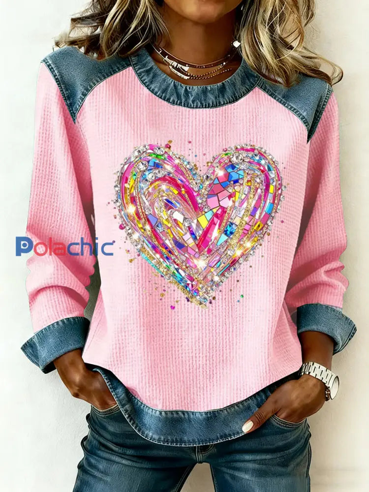 Haut à patchwork en denim pour femme Valentin comme image / S