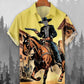 Haut Chemise À Manches Courtes Cowboy Rétro Western