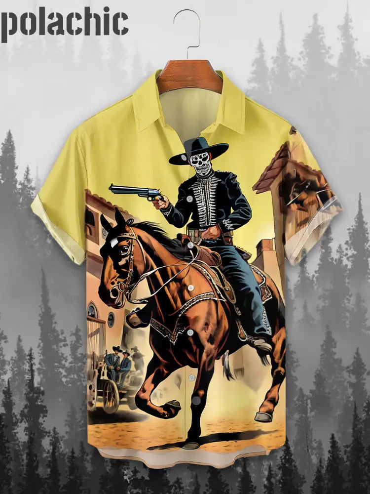 Haut Chemise À Manches Courtes Cowboy Rétro Western