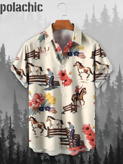 Haut Chemise À Manches Courtes Cowboy Rétro Western A / S