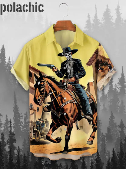 Haut Chemise À Manches Courtes Cowboy Rétro Western A / S