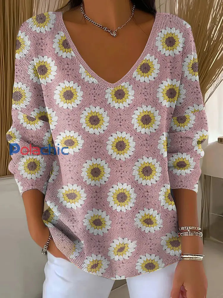 Haut côtelé à col en V pour femmes sensibilisation au cancer du sein comme image / S