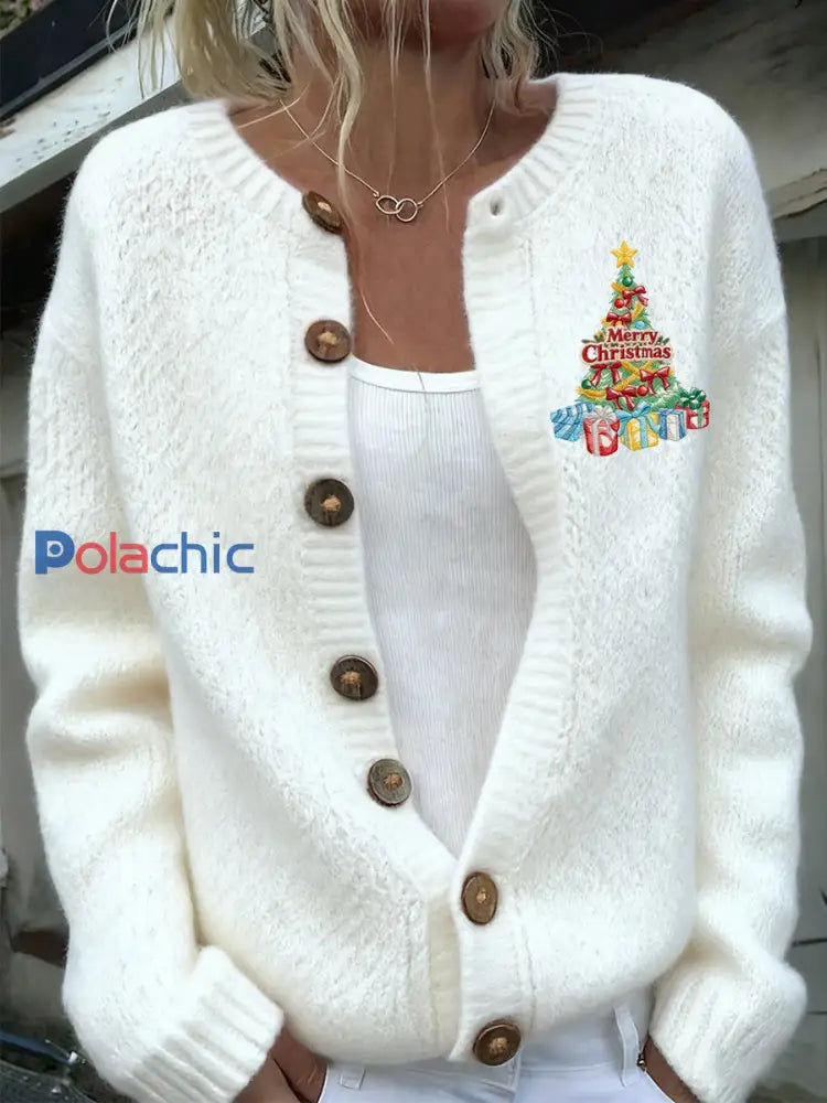 Haut de cardigan décontracté Art de Noël pour femmes A / S