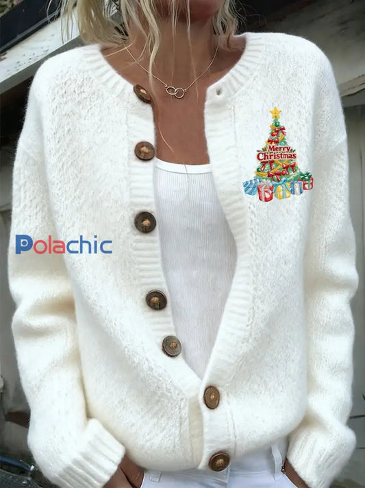 Haut de cardigan décontracté Art de Noël pour femmes A / S