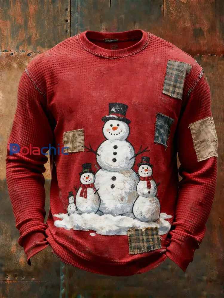 Haut de gaufre de Noël pour hommes Rouge / S