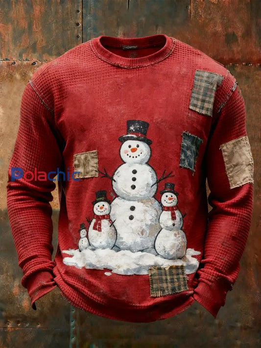 Haut de gaufre de Noël pour hommes Rouge / S