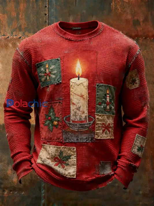 Haut de gaufre de Noël pour hommes Rouge / S