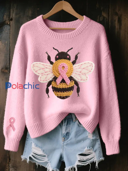 Haut décontracté à imprimé abeille pour femmes sensibilisation au cancer du sein Rose / S