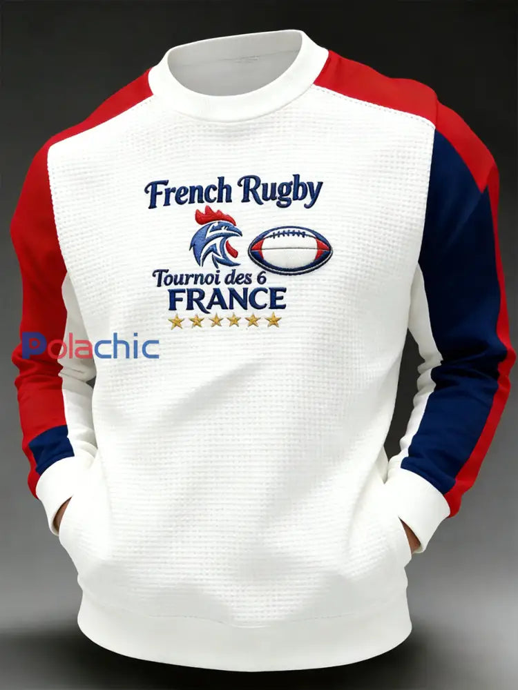 Haut décontracté et confortable rétro d’inspiration rugby à la française A / S