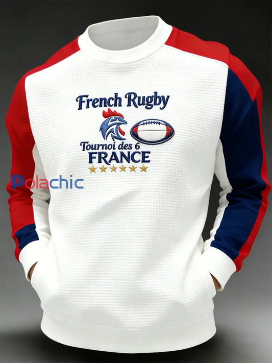 Haut décontracté et confortable rétro d’inspiration rugby à la française A / S