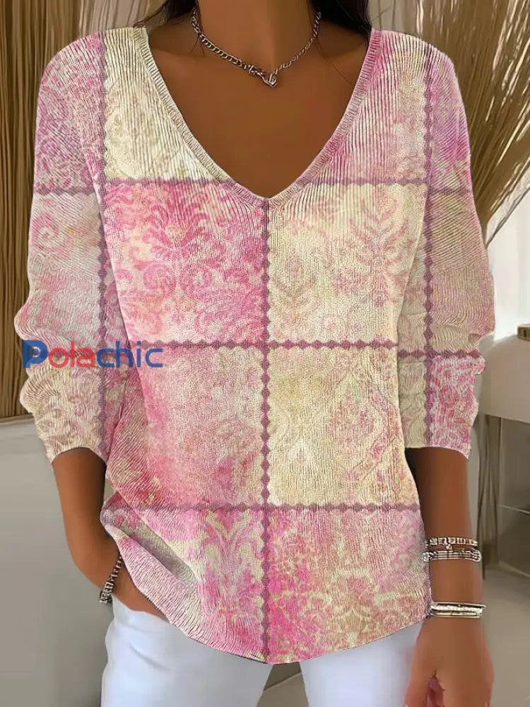 Haut Décontracté Femme Rose Cancer Du Sein Imprimé comme image / S