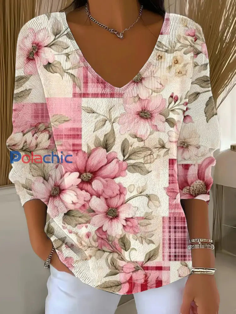 Haut Décontracté Femme Rose Cancer Du Sein Imprimé comme image / S