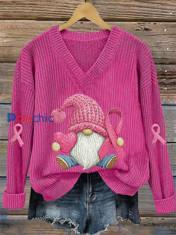 Haut Décontracté Femme Rose Ruban Imprimé Sensibilisation Au Cancer Du Sein Rose Rouge / S