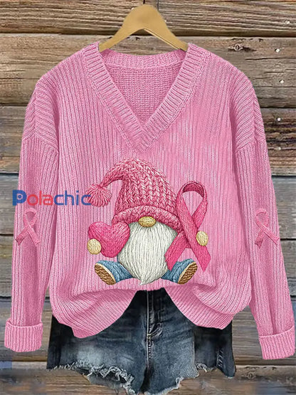 Haut Décontracté Femme Rose Ruban Imprimé Sensibilisation Au Cancer Du Sein Rose / S