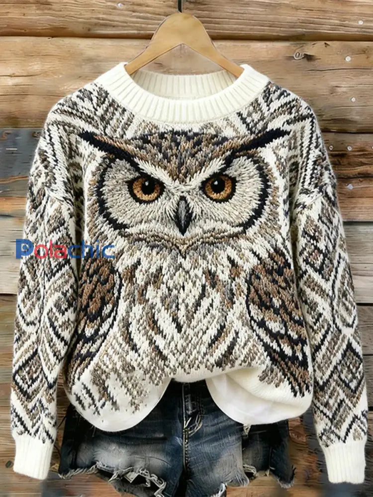 Haut Décontracté Hibou Imprimé Art Femme comme image / S